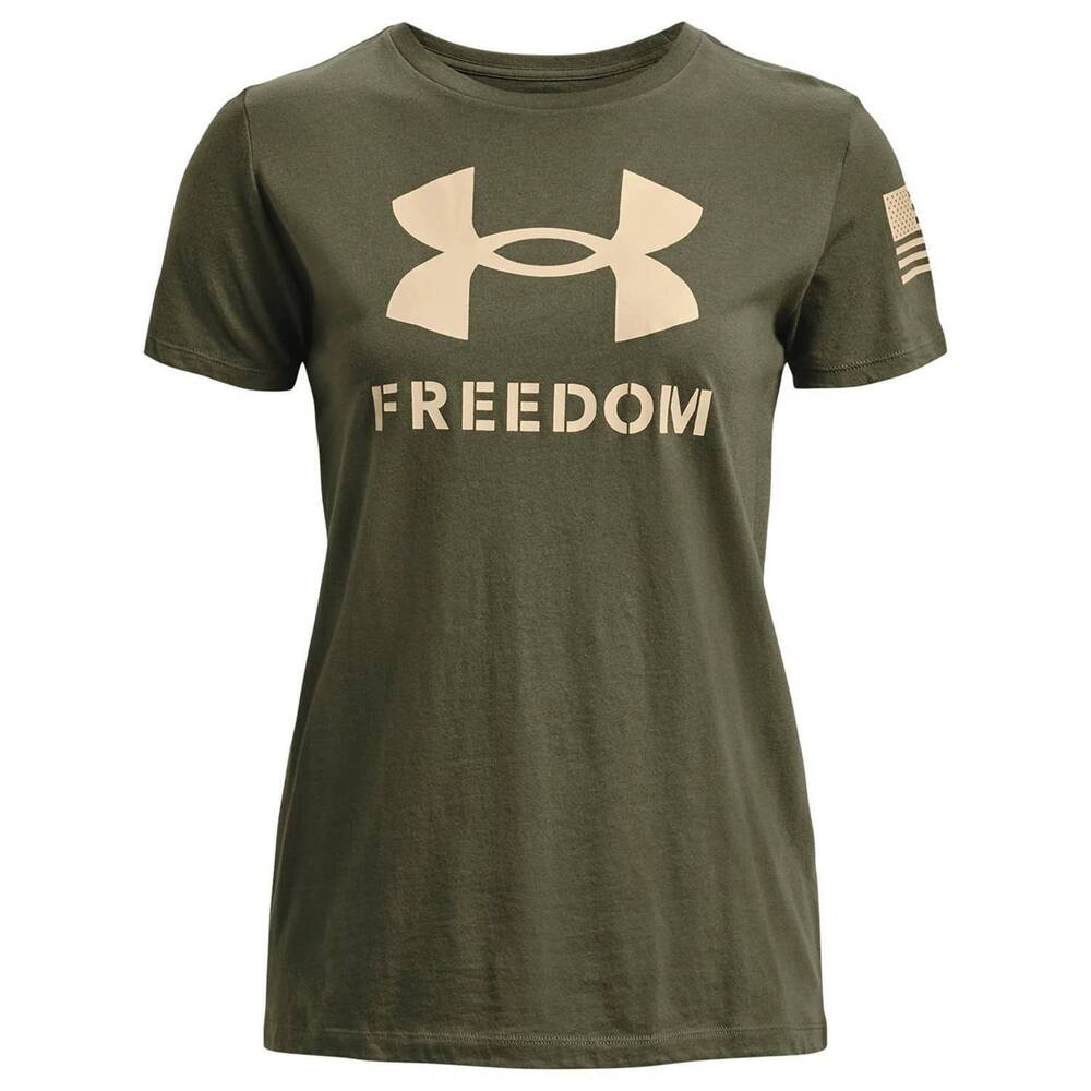NEW UNDER ARMOUR women's new freedom logo t-shirt in marine od green